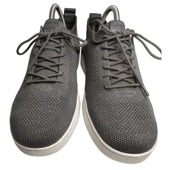 FitFlop Women 7.5 Rally Knit Trainer Sneakers Metallic‎ Gray Shimmer Activewear - Picture 2 of 16